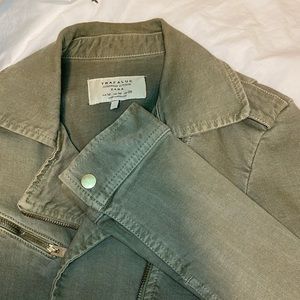 Green Zara moto jacket